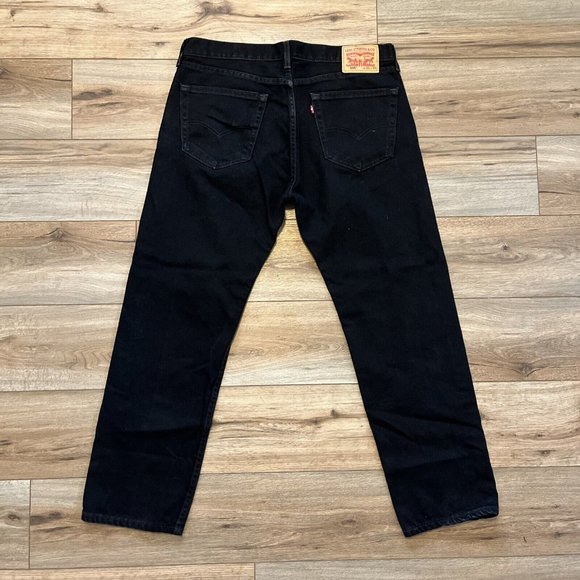 Men's Levis 505 Regular Fit Denim Jeans SZ 36x30 Black Cotton Modern Red Tab - Picture 4 of 12